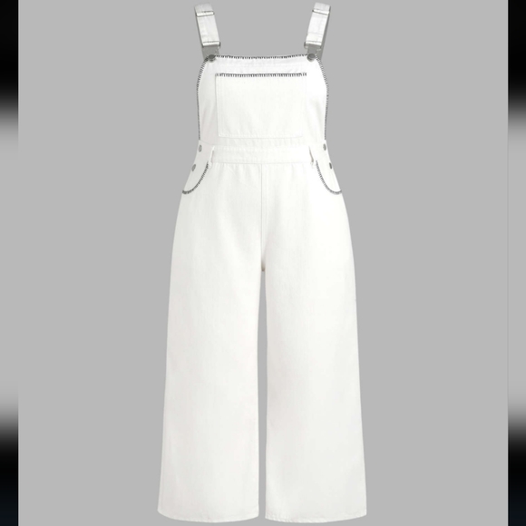 Cider Pants & Jumpsuits 4 Nwt Cider White Stitch Wide Leg Denim